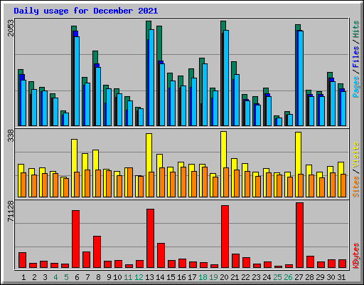 Daily usage for December 2021