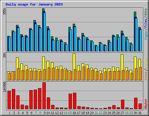 Daily usage for January 2023